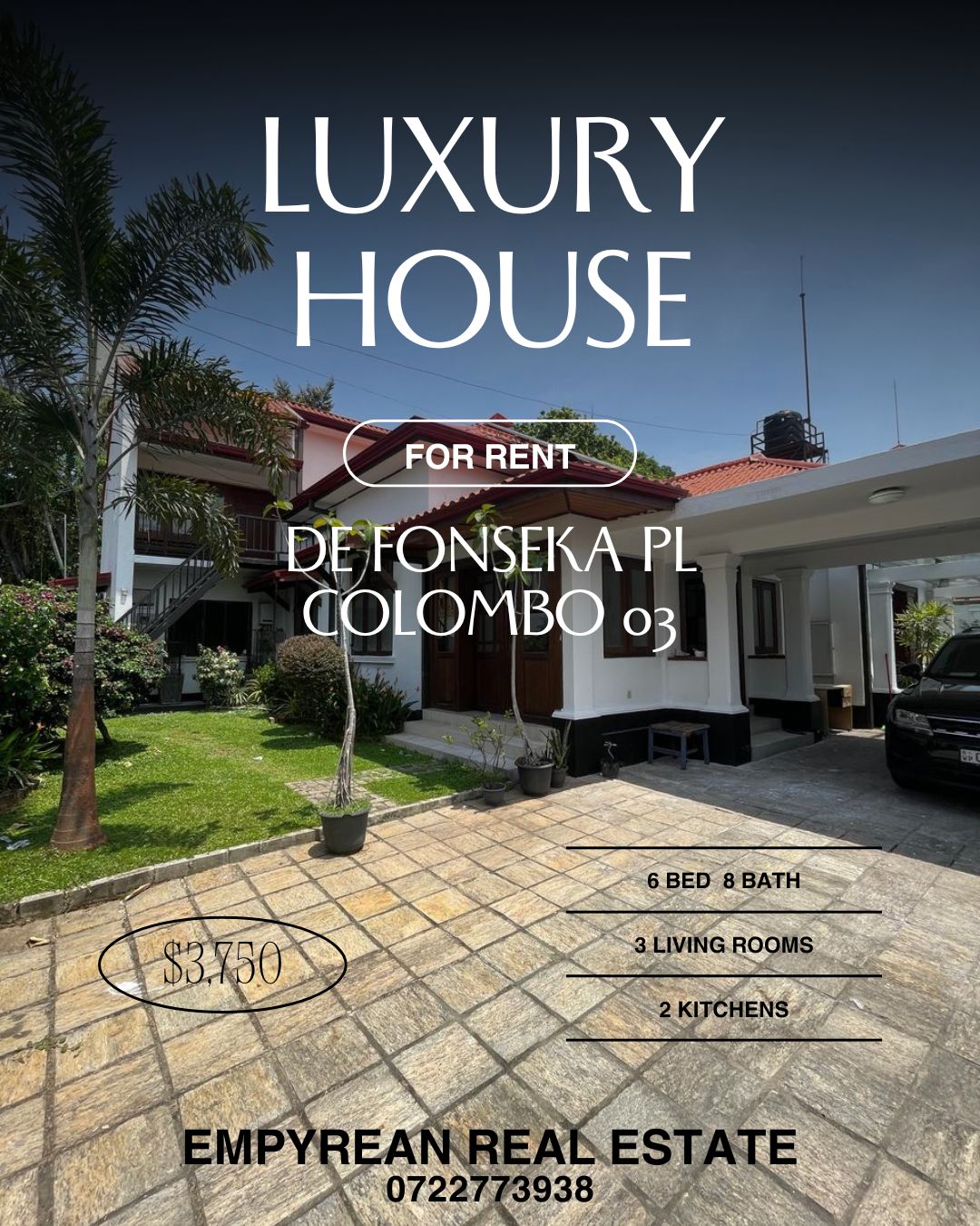 LUXURY HOUSE FOR RENT | DE FONSEKA PL COLOMBO 03 COLOMBO